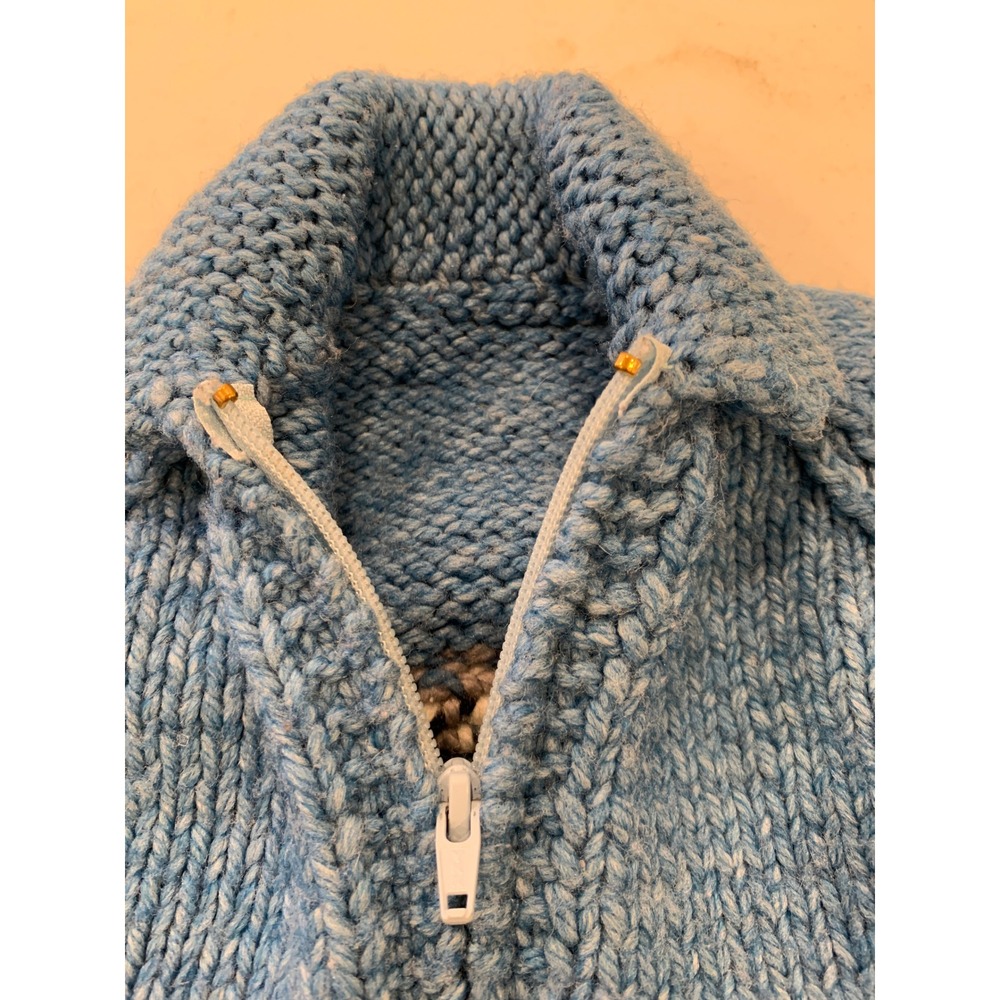 60s VTG Mary Maxim Rare‎ Hand Knit Wool Skunk Cardigan Kids 2T-3T Cowichan-style - Picture 4 of 8